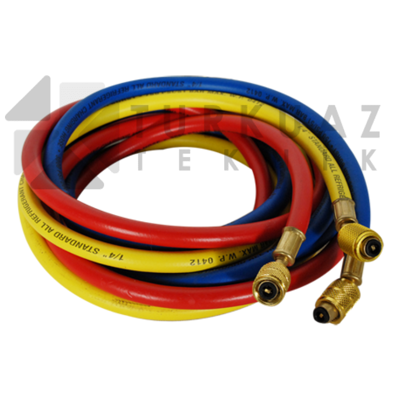 resim (10) GAZ ŞARJ HORTUMU R22 R134 90 CM ÜÇLÜ TAKIM - Görsel 1